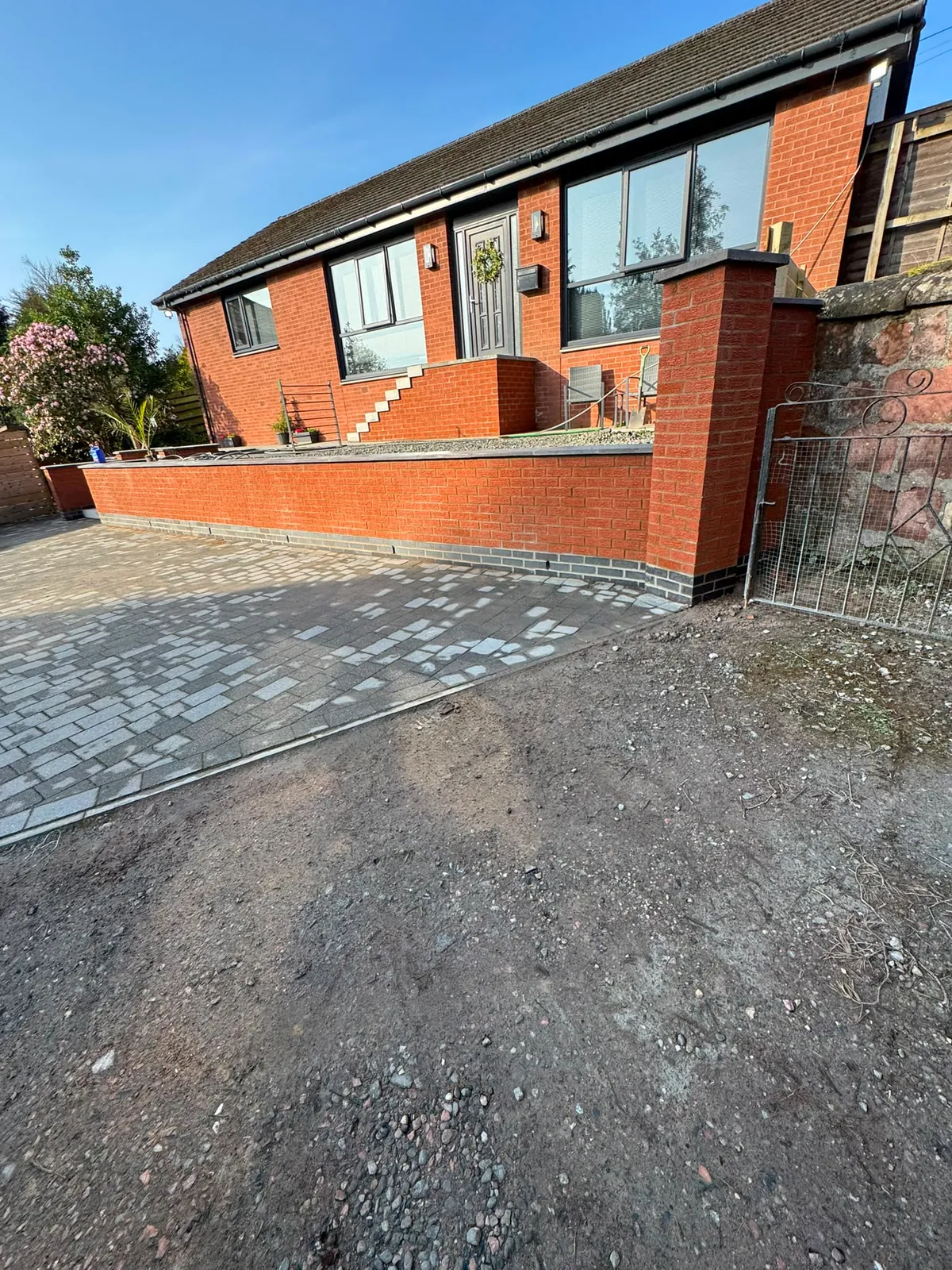 Red Facing Brick Retaining Wall & Entrance Steps